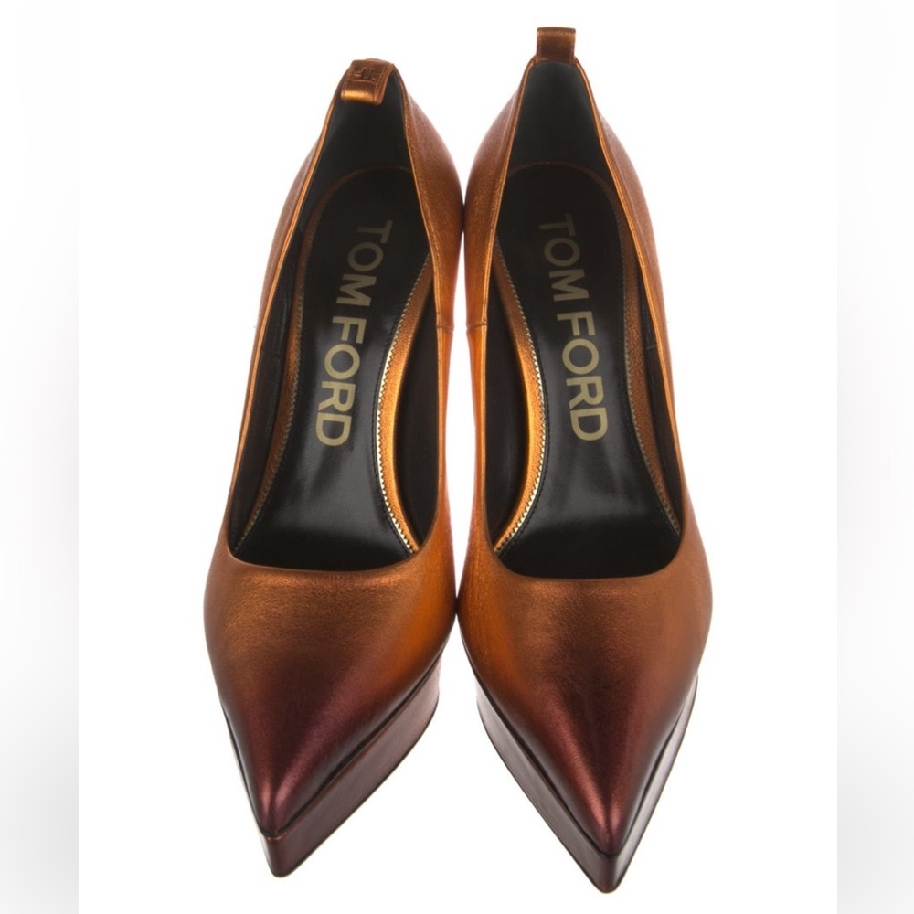 **SOLD** Tom Ford Gold and Brown Platform Heels